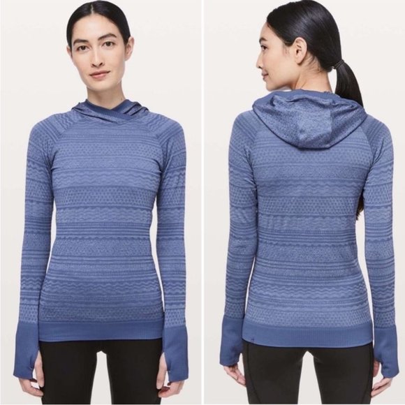 lululemon athletica Tops - Lululemon Rest Less Hoodie Gatsby Blue Lightweight Pullover Hoodie Size 4